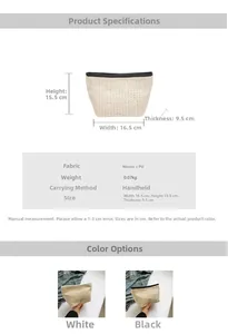 Specifiche dettagliate delle dimensioni per pochette intrecciata 16,5x15,5x9,5cm