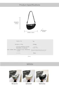 Detailed size specifications for minimalist PU leather crescent saddle bag with dimensions