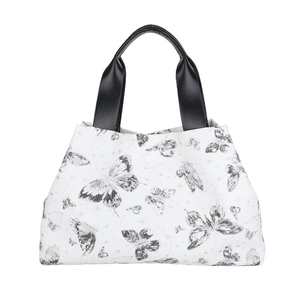 Sac fourre-tout blanc avec imprimé papillon noir et motifs de constellation