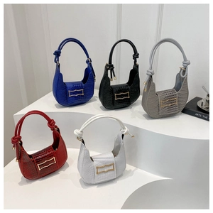 Retro crocodile pattern hobo bags in five colors with knot handle and gold buckle