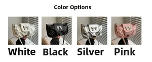 Série de mini sacs plissés à nœuds en blanc, noir, argent et rose avec bandoulières