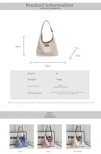 Infographie montrant les dimensions et couleurs du grand sac hobo en cuir PU pour femme
