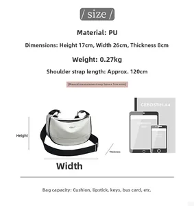 Detailed dimension guide for white PU crossbody bag showing height 17cm and width 26cm