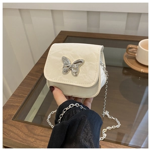 Women Fashion Mini Butterfly Chain Shoulder Bag PU Leather Flip Cover Crossbody Bag Stylish Lipstick Pouch Daily Elegant Tiny Square Purse