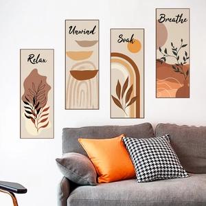 Lot de 4 stickers muraux bohèmes abstraits pour décoration de chambre et de salon