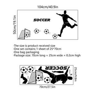 Sticker mural de football noir avec silhouettes de joueurs et filet pour décoration murale