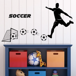 Sticker Mural Silhouette Joueur De Football PVC Sportif Football But Décalcomanies Pour Chambre D'Enfants Chambre À Coucher Décoration Maison DIY