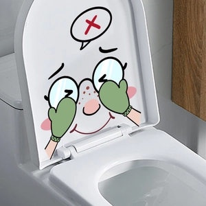 Cartoon Expression Toilet Seat Sticker Funny Removable PVC Waterproof Wall Decal For Bathroom Home Decor Self-Adhesive Toilet Lid Cover Sticker