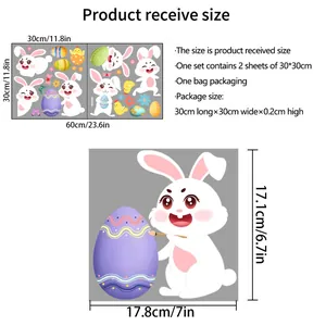 Easter rabbit and colorful eggs wall stickers set with butterflies for home decoration
