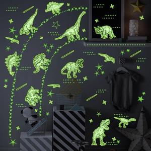 Luminous dinosaur wall stickers glowing in the dark for kids room wall decoration