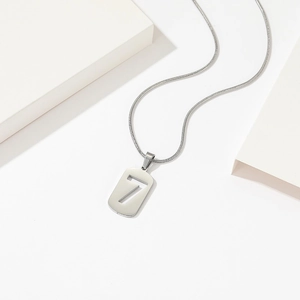 Number 7 Pendant Necklace Titanium Stainless Steel Retro Minimalist Japanese Korean Style Snake Bone Chain Women