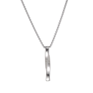 Collier minimaliste en acier titane argenté avec un pendentif barre torsadée polie