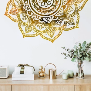 Golden mandala pattern wall sticker for living room and bedroom home wall decoration