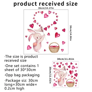 Luminous cartoon rabbit heart wall sticker size chart and product dimensions guide