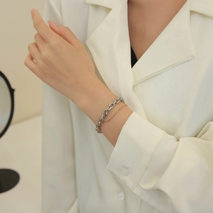 Layered Titanium Steel Bracelet With Heart Pendant And OT Clasp Gold And Silver Hip Hop Punk Jewelry For Men Women