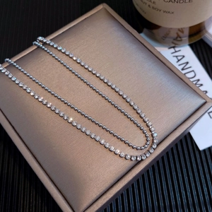 Zweilagige Halskette Aus Titanstahl Zirkonia Kugel Kette Strass Hip Hop Minimalistischer Mode Schmuck Für Damen