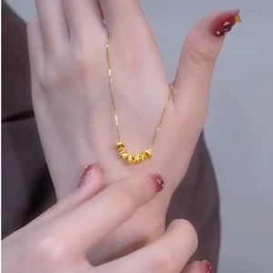 Collana In Acciaio Inossidabile Per Donna Minimalista Perle Dorate Sfaccettate Ciondolo Catena Clavicola Gioielli Moda