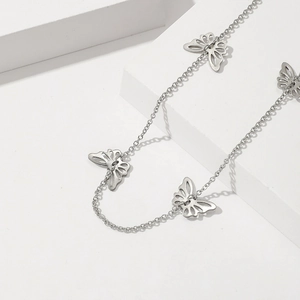 Schmetterlingshalskette Titanstahl Hohle Schmetterlingsanhänger Choker Mehrere Anhänger Für Damen Modeschmuck