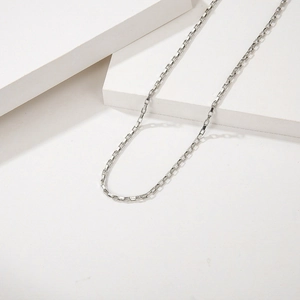 Minimalist Box Chain Necklace Stainless Steel Geometric Link Jewelry For Women Silver Tone Modern Style