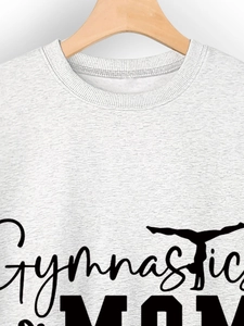 Close-up of Gymnastics Mom sweatshirt collar detail and high-quality cotton fabric texture