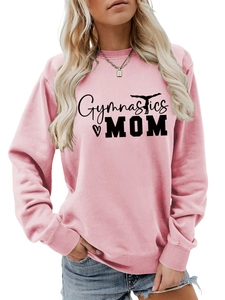 Detail of pink Gymnastics MOM sweatshirt showing ribbed cuffs and premium fabric texture