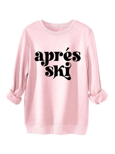 Detailansicht eines rosa Après-Ski-Sweatshirts mit Fleece und Rippbündchen am Saum