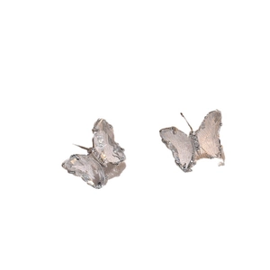 Titanium steel butterfly stud earrings with sparkling cubic zirconia crystals for women