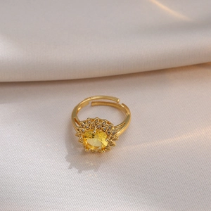 Flower Clover Zircon Open Ring Alloy Adjustable Sweet Niche Design Fashion Jewelry For Women
