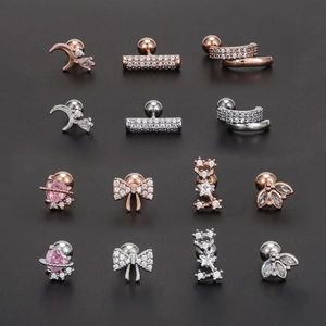 Funkelnde Schleifen und Planeten Ohrstecker Set in Roségold und Silber mit Zirkonia