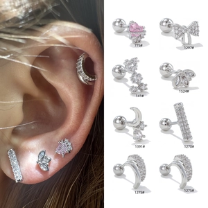 Zirkonia Schmetterling Herz Stern Mond Kupfer Ohrstecker Mit Schraubverschluss Für Damen Ohrknochen Knorpel Piercing Schmuck