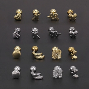 16-piece set of gold and silver fashion stud earrings featuring heart and snake shapes