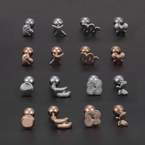 16pcs silver and rose gold heart and snake ear stud set with ball backings