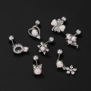 Ensemble de boucles d'oreilles en titane avec opale et zircon aux formes élégantes