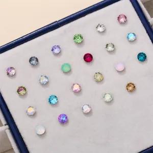 23 kleuren titanium oorknopjes met 8 mm achthoekige zirkoon en opaal steen