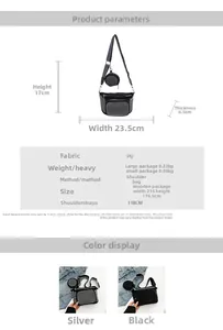 Detailed size specifications for rhinestone shoulder bag and detachable coin purse set