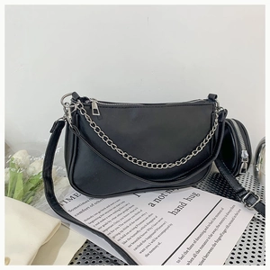 Sac À Bandoulière En Similicuir PU Pour Femme Avec Petit Porte-Monnaie Rond Amovible Et Décoration De Chaîne