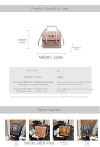 Detailed view of the mini backpack dimensions and contrasting colors showing the size parameters