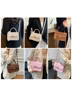 Collage of chic leather crossbody bag styles showing various colors and wearing angles