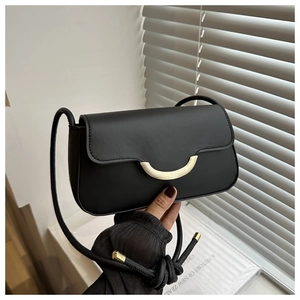 Sac À Épaule Sous L'Aisselle Pour Femmes En Cuir PU Sac À Bandoulière Minimaliste Avec Boucle Croissant Dorée Et Bandoulière Nouée