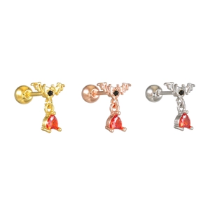 Three colors of bat and red heart stone earrings with screw back studs for Halloween