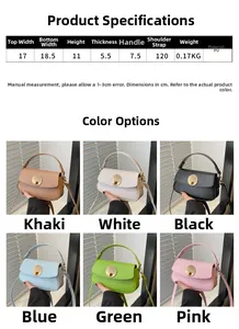 Detailed size chart and specifications for women's PU leather crossbody bag with dimensions
