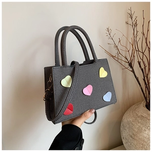 Heart Pattern PU Leather Small Square Bag Women Mini Tote Shoulder Crossbody Bag Fashion Sweet Casual Daily Handbag