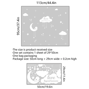 Stickers muraux lune et étoiles pour chambre enfant avec texte Love beyond measure