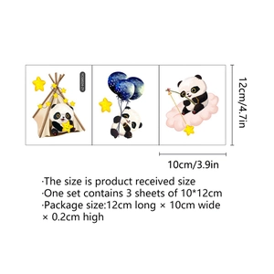 Luminous panda wall stickers set with stars and balloons for children room wall decor