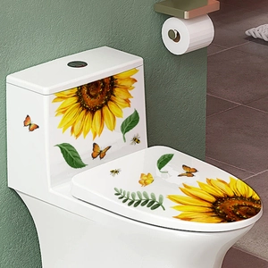 Waterproof sunflower and butterfly wall stickers for bathroom toilet seat decoration