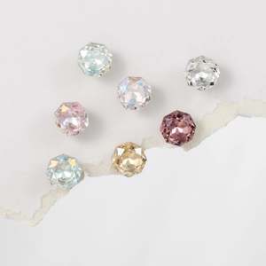Faceted 8mm pink and crystal glass beads with rose cut for jewelry making and earrings