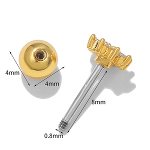 Détails de taille du clou d'oreille en cristal avec boule 4mm et tige de 8mm