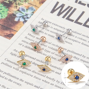 Evil Eye screw back stud earrings in gold and silver finish with sparkling blue crystals