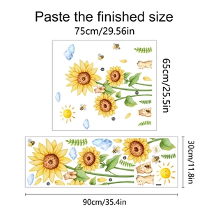 Cartoon sunflower and bear wall stickers for kids room decoration including bee motifs