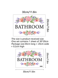 Detailed size specifications for waterproof pink floral bathroom wall stickers